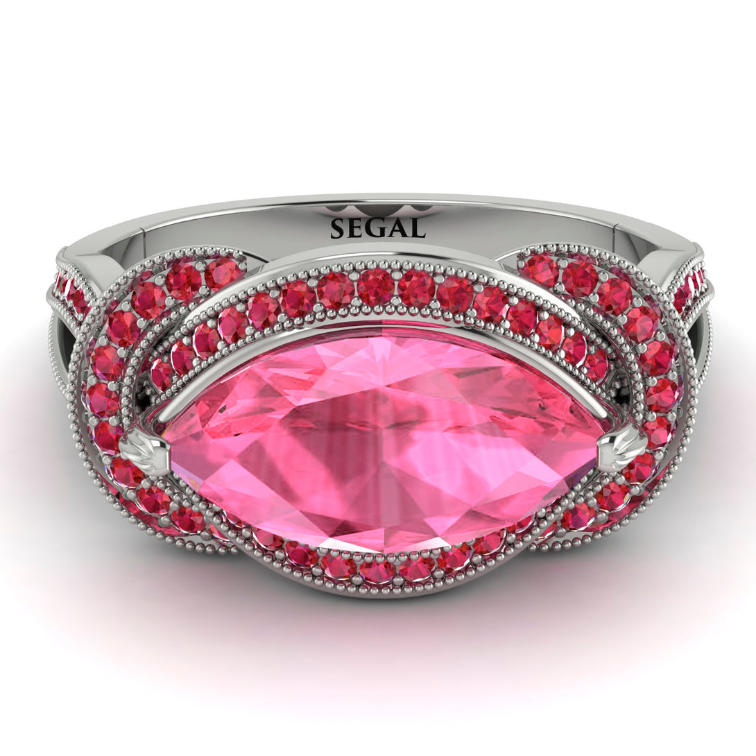 Milgrain Marquise Pink Moissanite Engagement Ring - Marley No. 812
