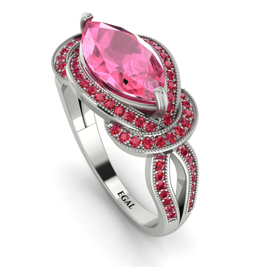 Milgrain Marquise Pink Moissanite Engagement Ring - Marley No. 812