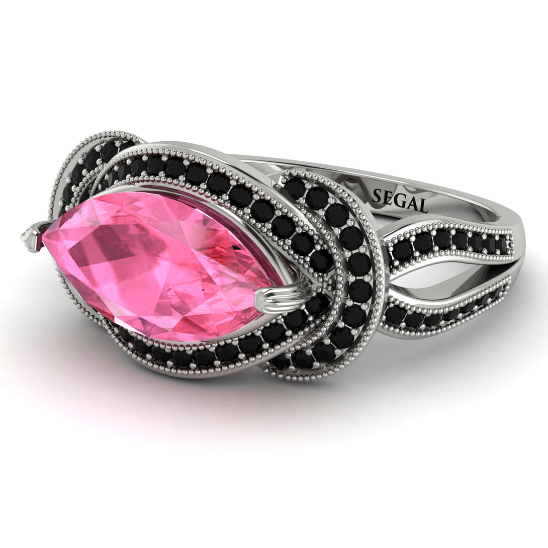 Milgrain Marquise Pink Moissanite Engagement Ring - Marley No. 809