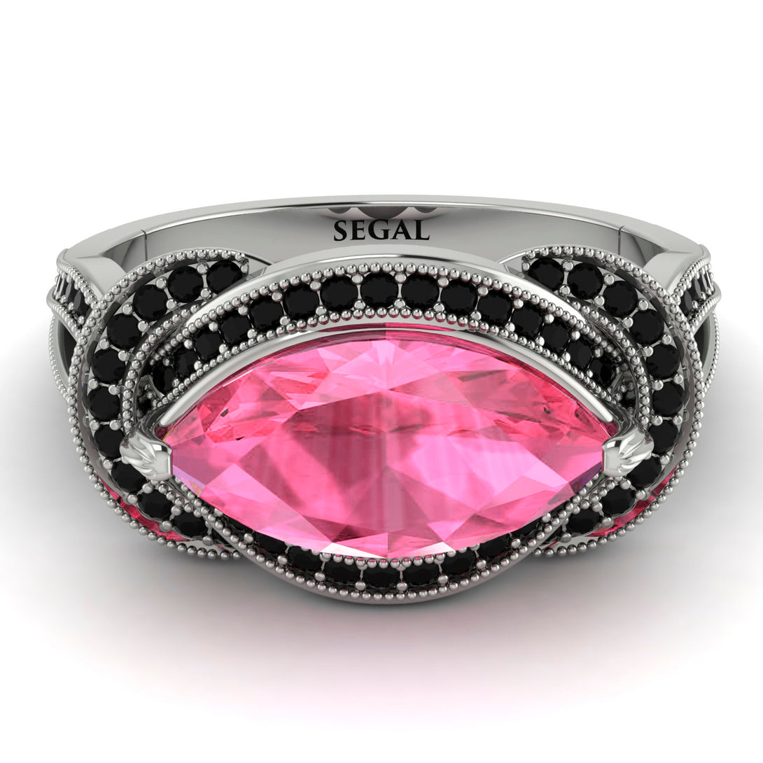 Milgrain Marquise Pink Moissanite Engagement Ring - Marley No. 809