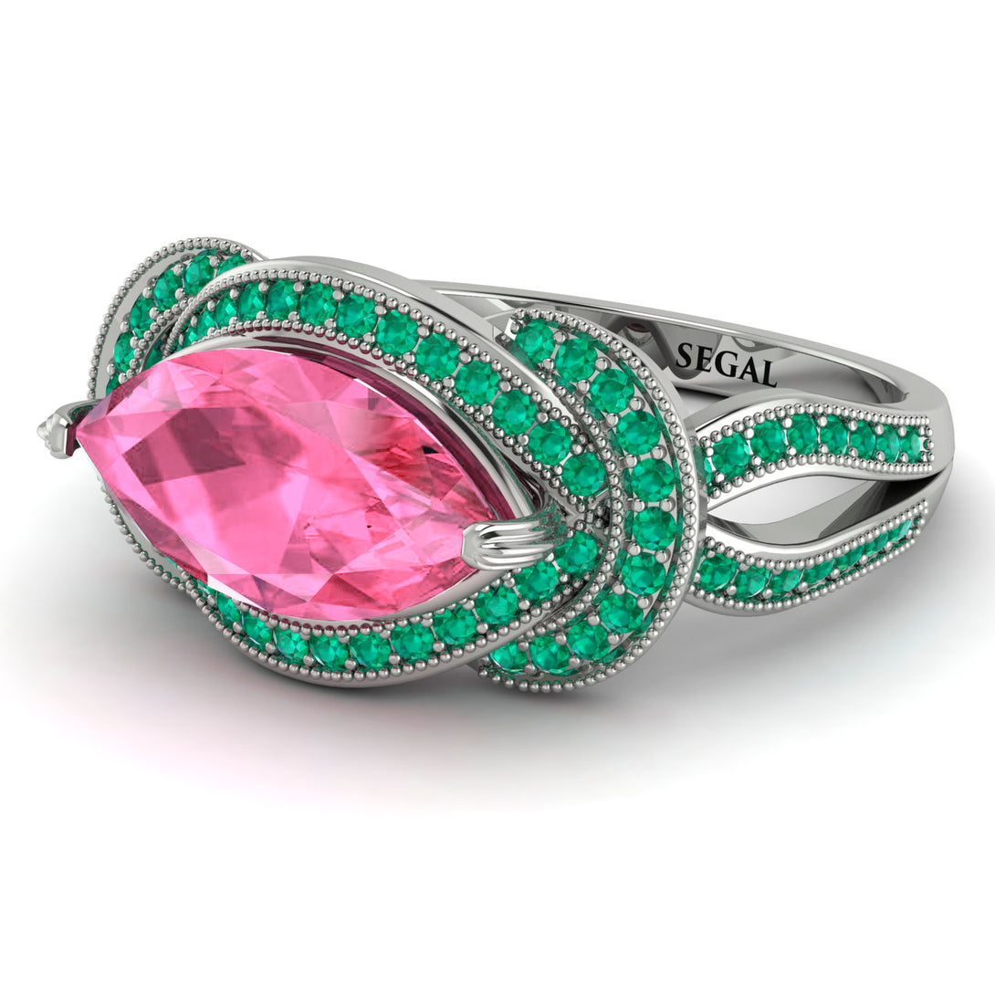 Milgrain Marquise Pink Moissanite Engagement Ring - Marley No. 806