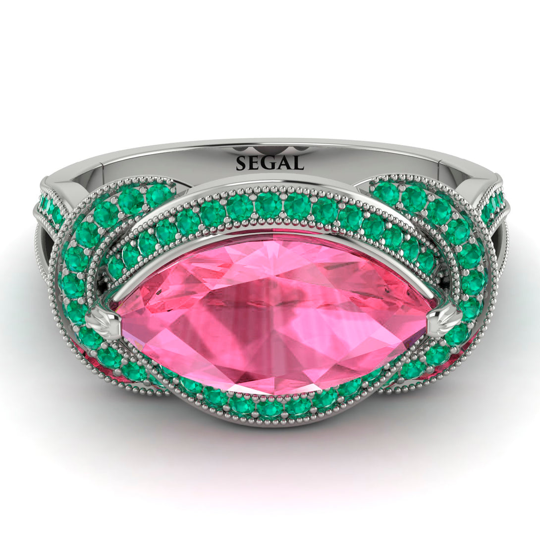 Milgrain Marquise Pink Moissanite Engagement Ring - Marley No. 806