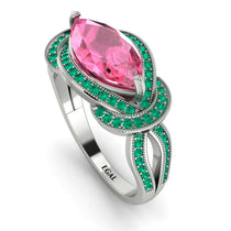 Milgrain Marquise Pink Moissanite Engagement Ring - Marley No. 806 image 1