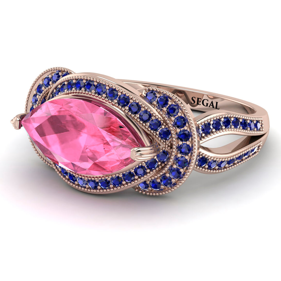 Milgrain Marquise Pink Moissanite Engagement Ring - Marley No. 814