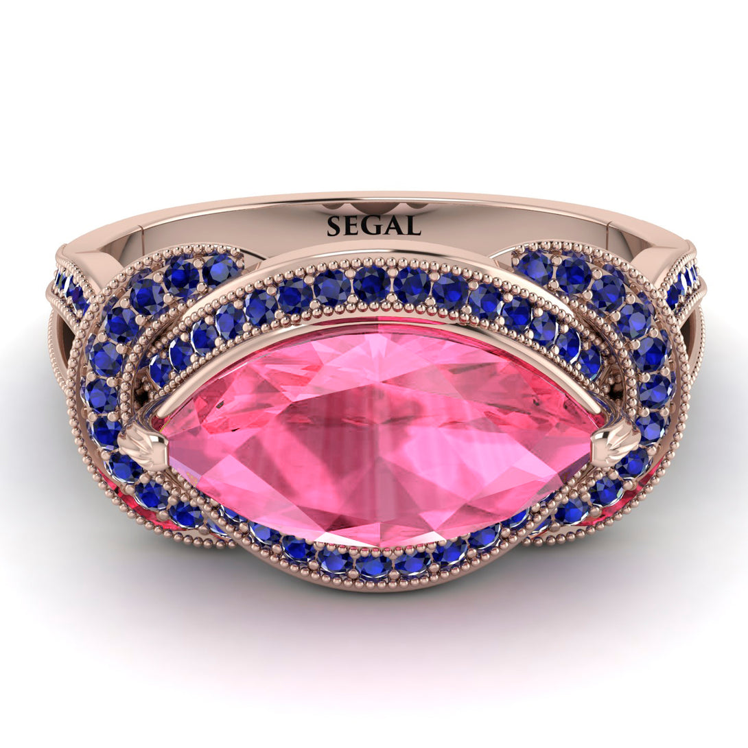 Milgrain Marquise Pink Moissanite Engagement Ring - Marley No. 814
