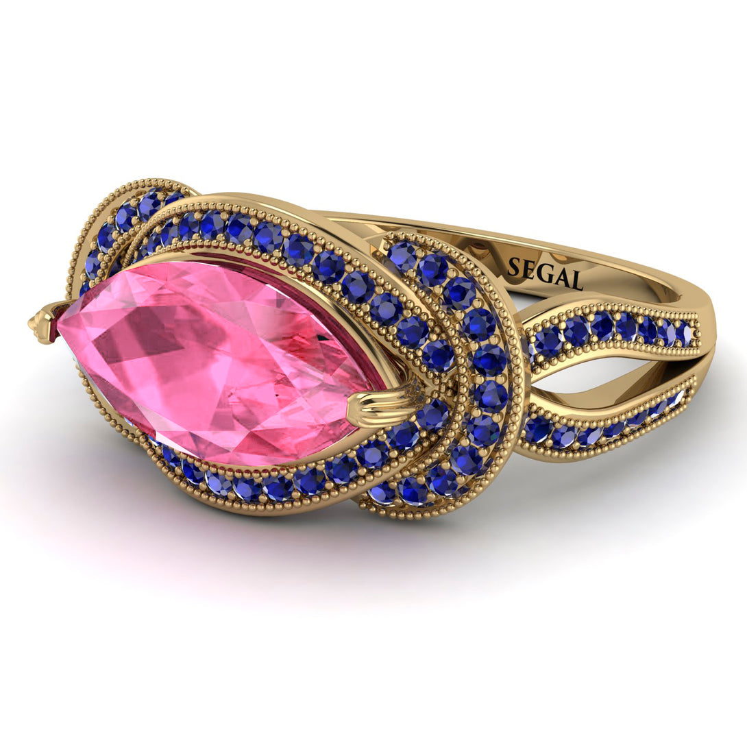 Milgrain Marquise Pink Moissanite Engagement Ring - Marley No. 813