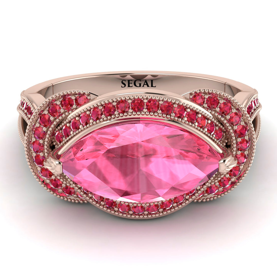 Milgrain Marquise Pink Moissanite Engagement Ring - Marley No. 811