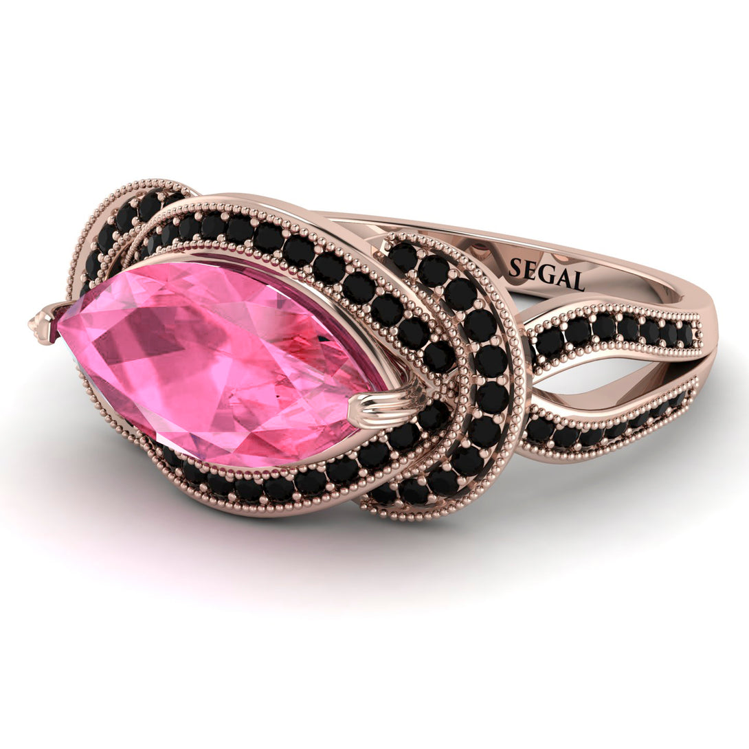 Milgrain Marquise Pink Moissanite Engagement Ring - Marley No. 808