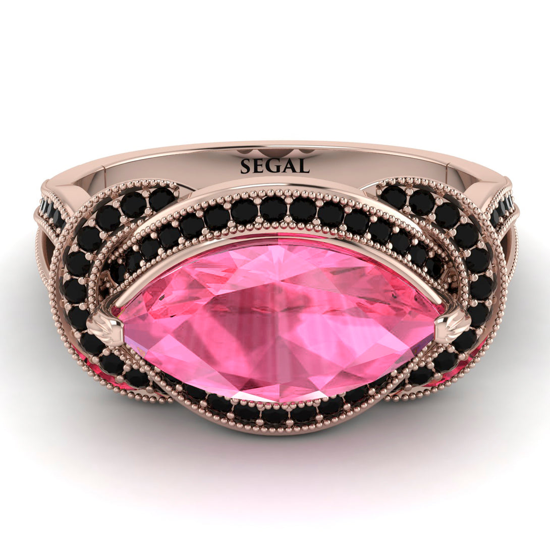 Milgrain Marquise Pink Moissanite Engagement Ring - Marley No. 808