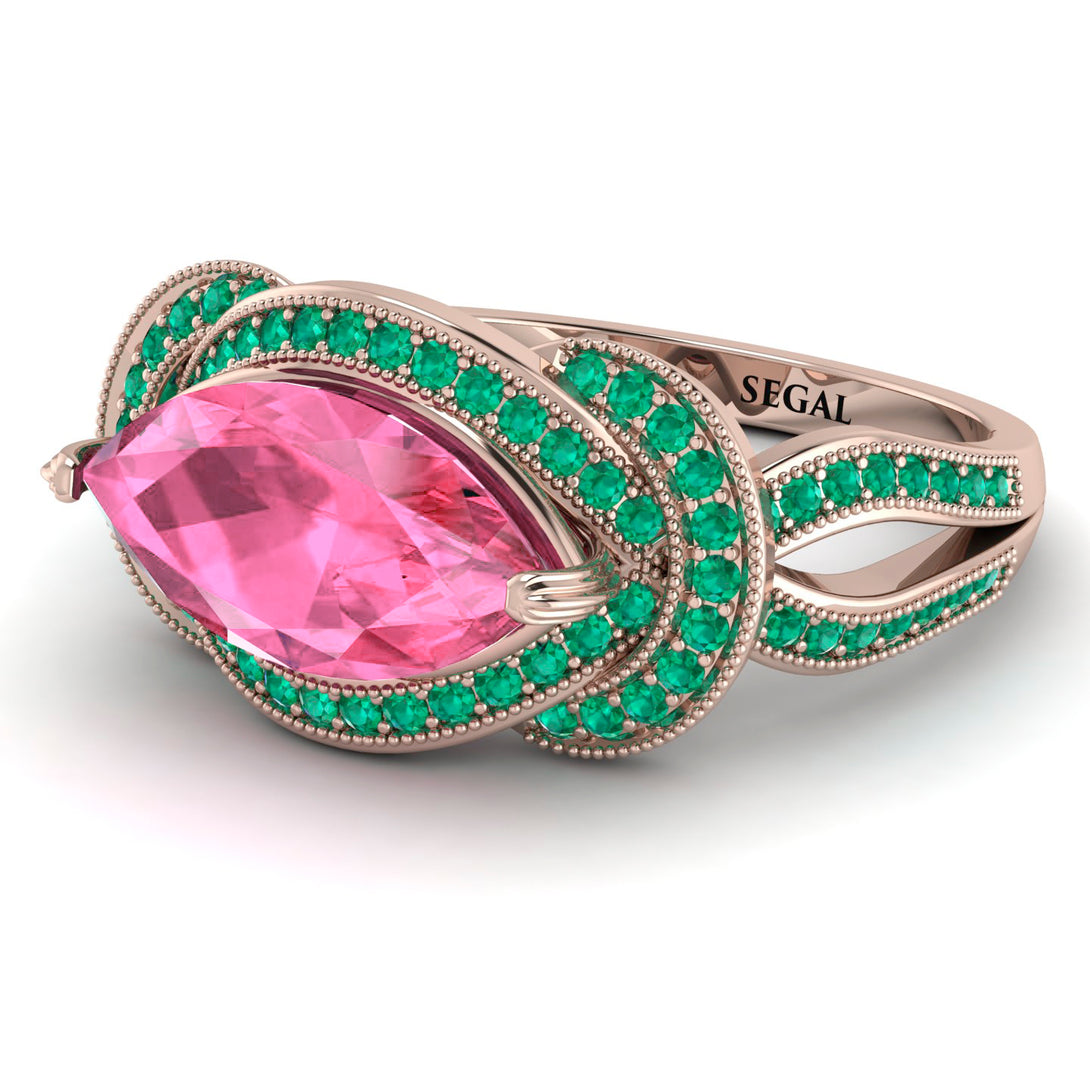 Milgrain Marquise Pink Moissanite Engagement Ring - Marley No. 805