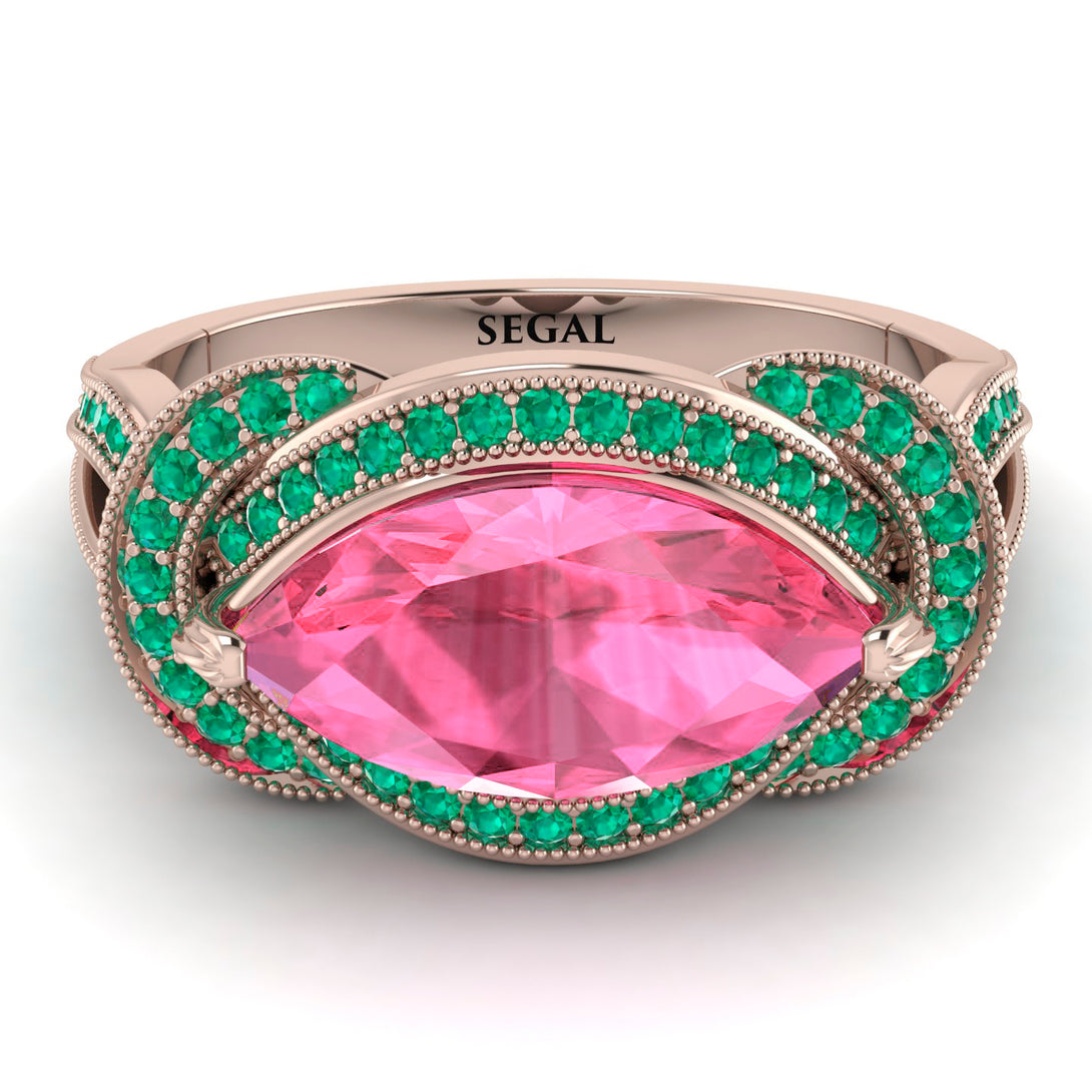 Milgrain Marquise Pink Moissanite Engagement Ring - Marley No. 805