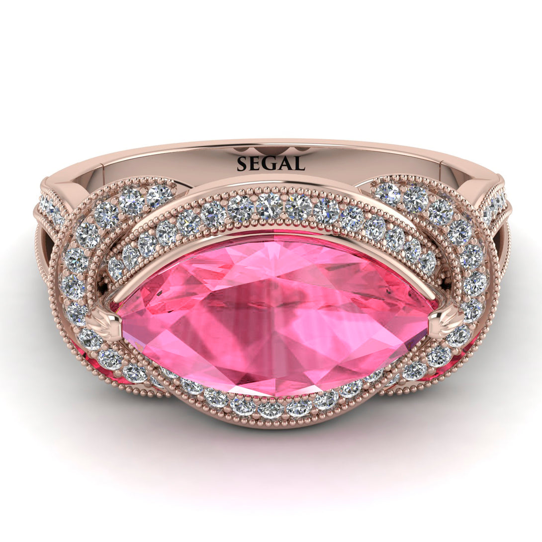 Milgrain Marquise Pink Moissanite Engagement Ring - Marley No. 802