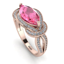 Milgrain Marquise Pink Moissanite Engagement Ring - Marley No. 802 image 1