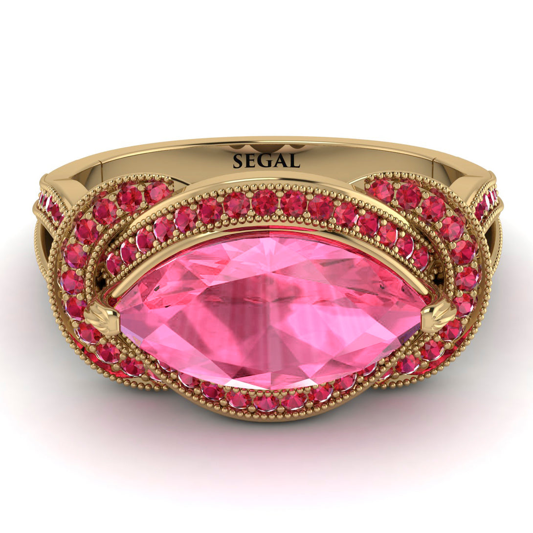 Milgrain Marquise Pink Moissanite Engagement Ring - Marley No. 810