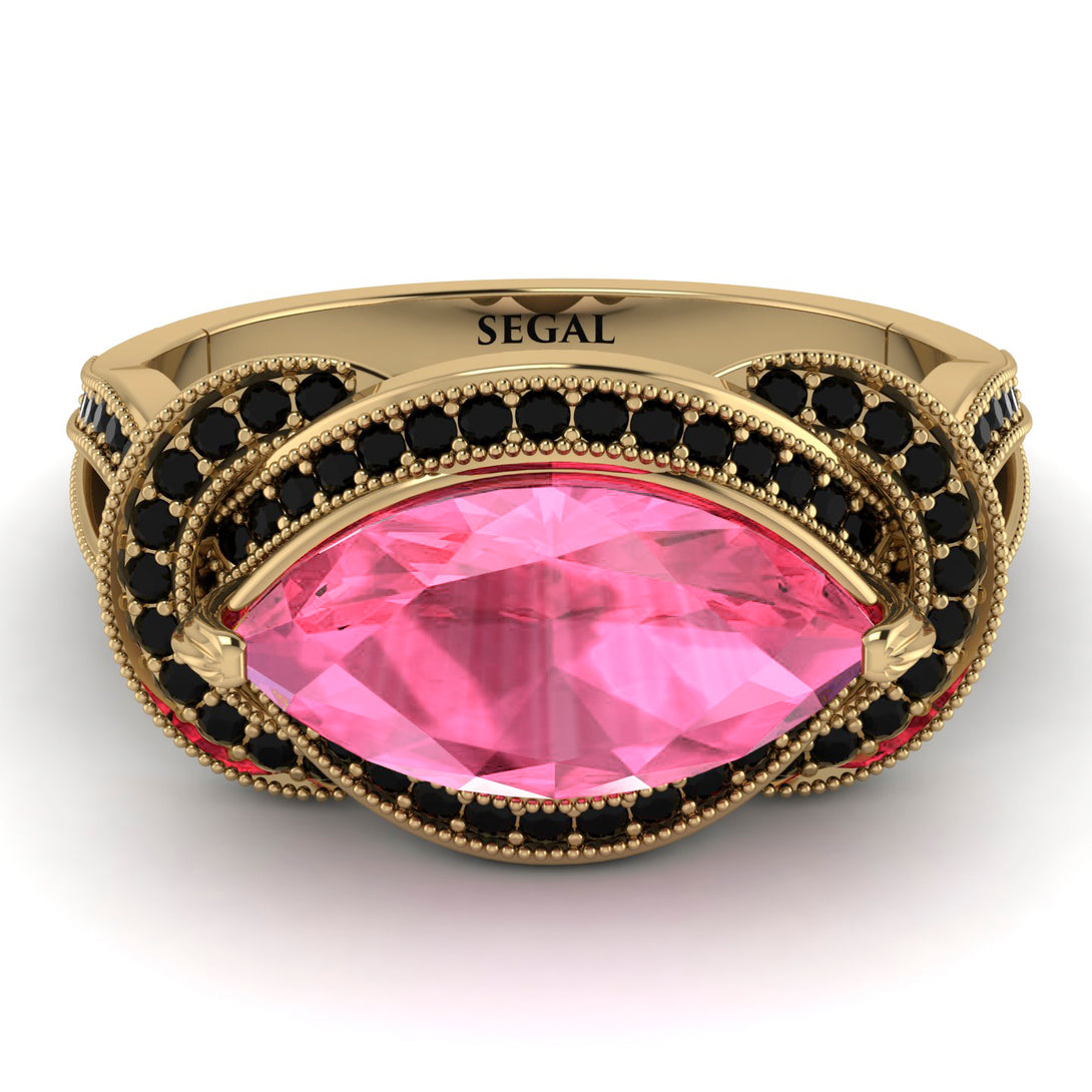 Milgrain Marquise Pink Moissanite Engagement Ring - Marley No. 807