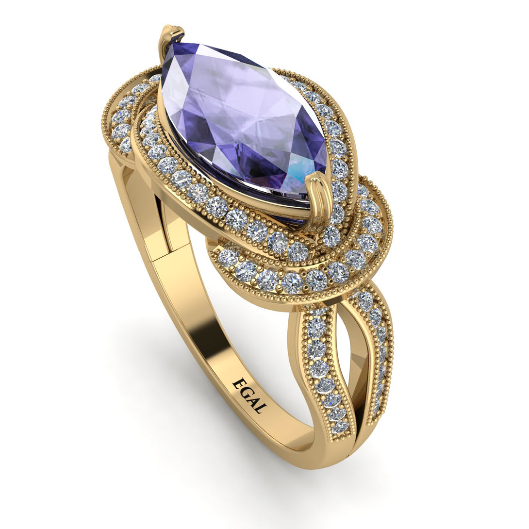 Milgrain Marquise Tanzanite Engagement Ring - Marley No. 201