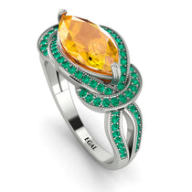 Milgrain Marquise Yellow Diamond Engagement Ring - Marley No. 1006 image 1