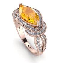 Milgrain Marquise Yellow Diamond Engagement Ring - Marley No. 1002 image 1