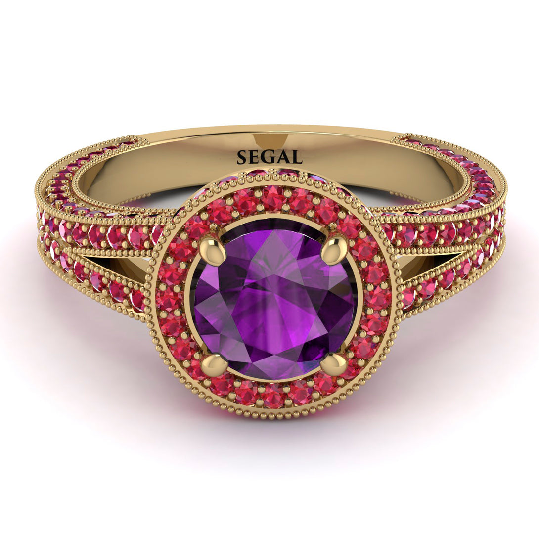 Milgrain Round Amethyst Engagement Ring - Payton No. 310