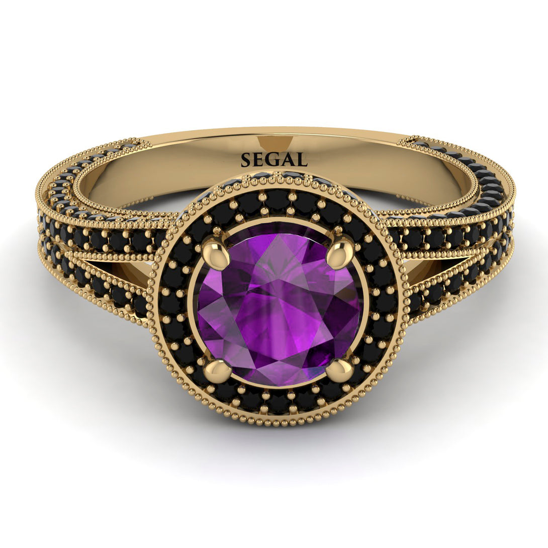 Milgrain Round Amethyst Engagement Ring - Payton No. 307