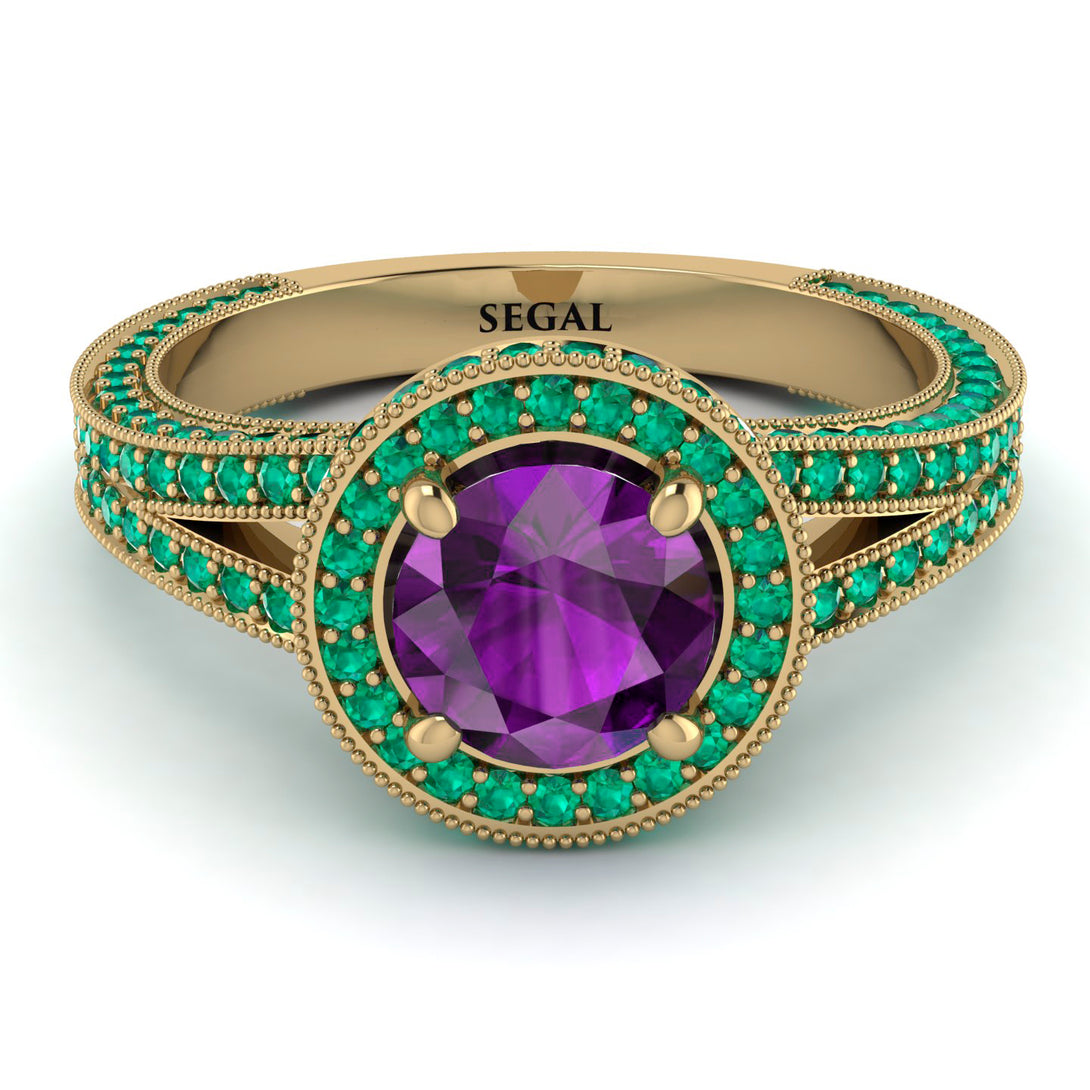 Milgrain Round Amethyst Engagement Ring - Payton No. 304