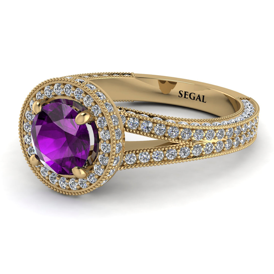 Milgrain Round Amethyst Engagement Ring - Payton No. 301