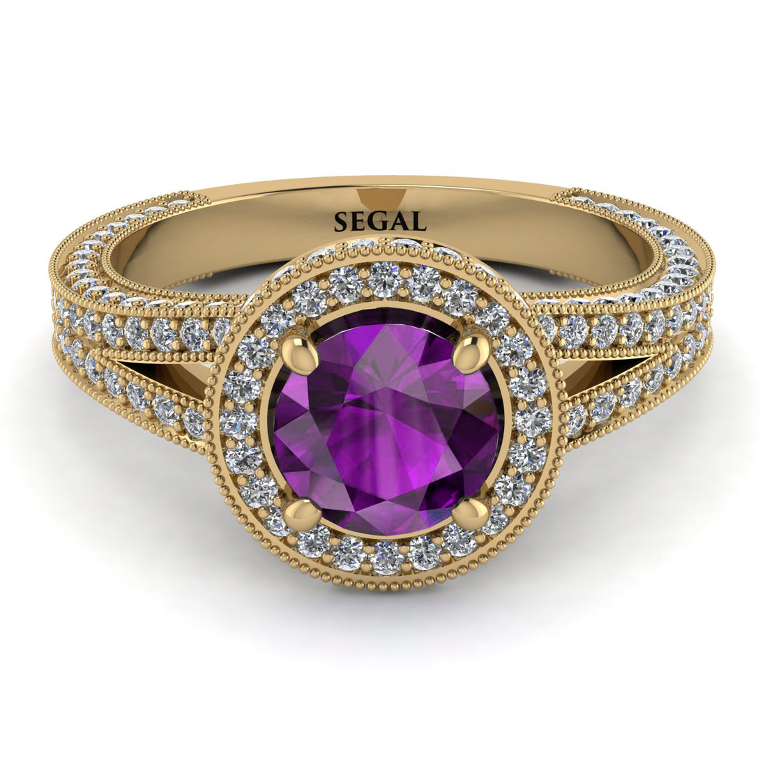 Milgrain Round Amethyst Engagement Ring - Payton No. 301
