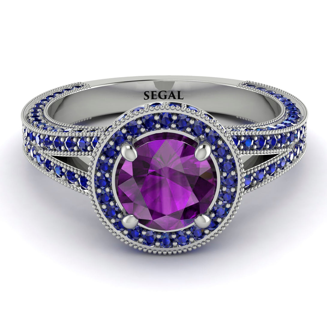 Milgrain Round Amethyst Engagement Ring - Payton No. 315