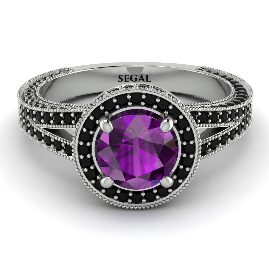 Milgrain Round Amethyst Engagement Ring - Payton No. 309