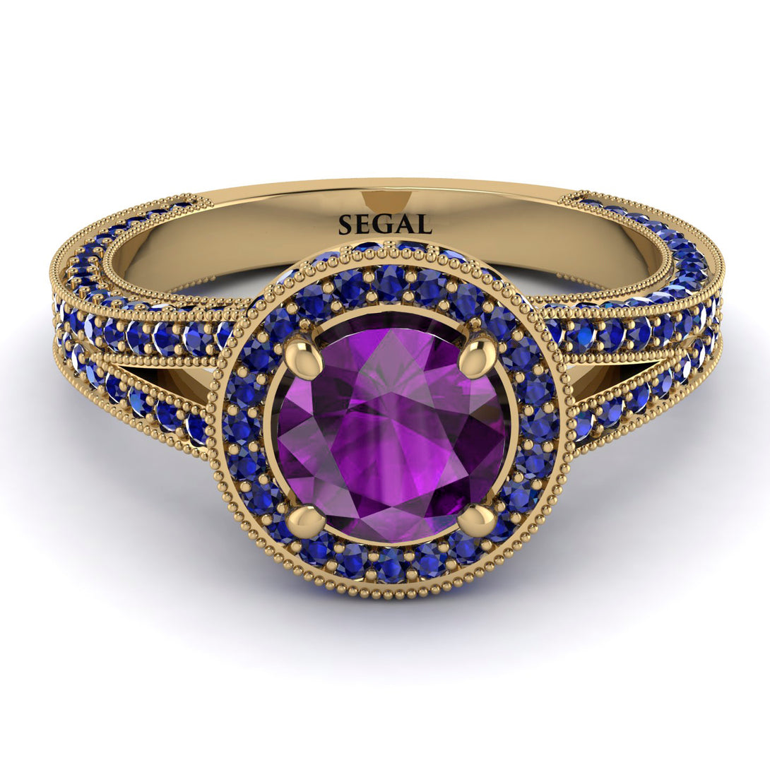 Milgrain Round Amethyst Engagement Ring - Payton No. 313