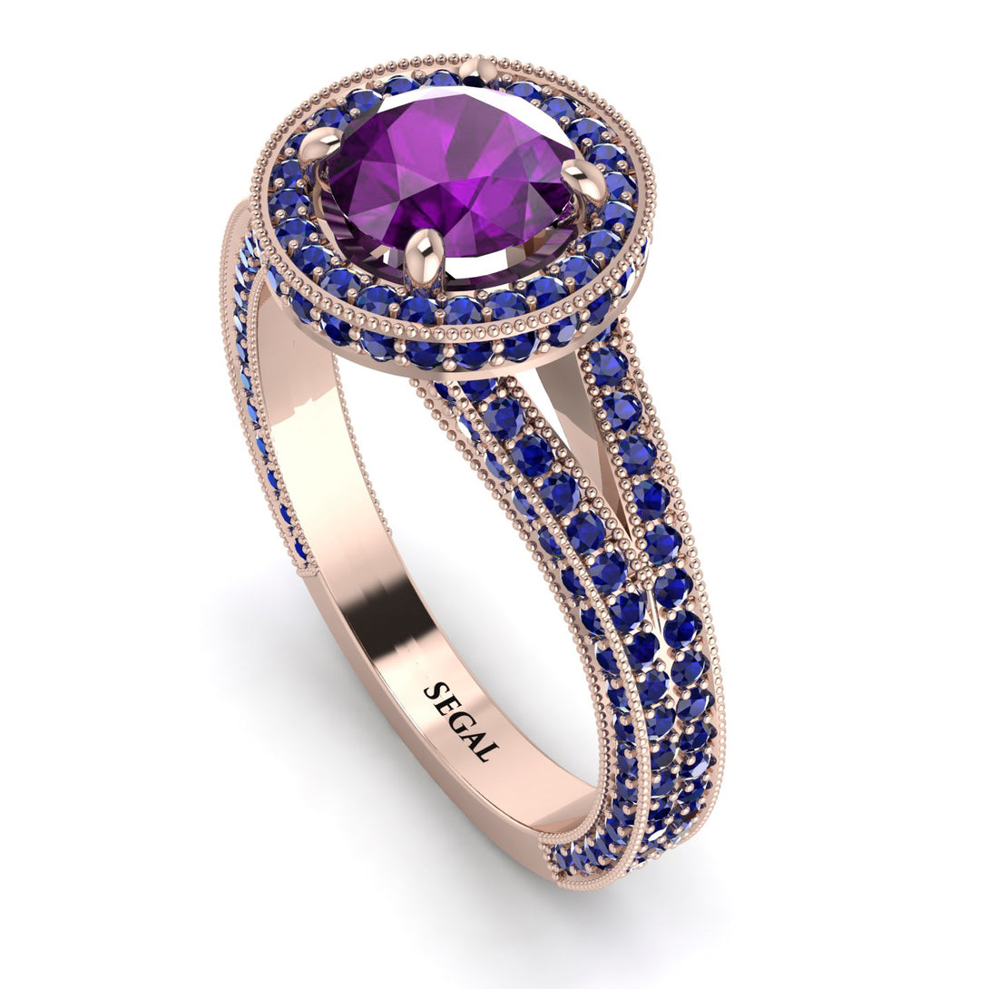 Milgrain Round Amethyst Engagement Ring - Payton No. 314