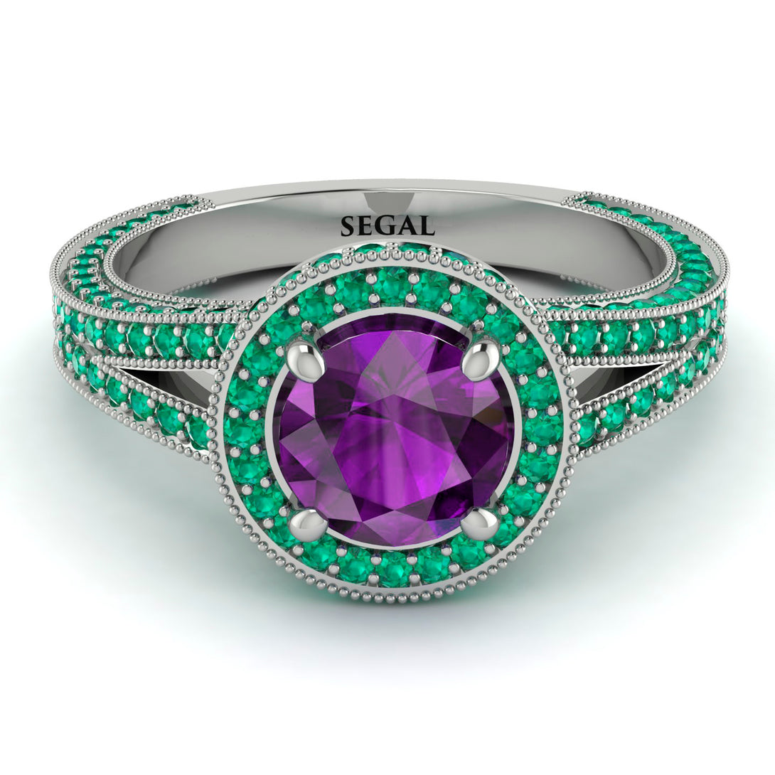Milgrain Round Amethyst Engagement Ring - Payton No. 306