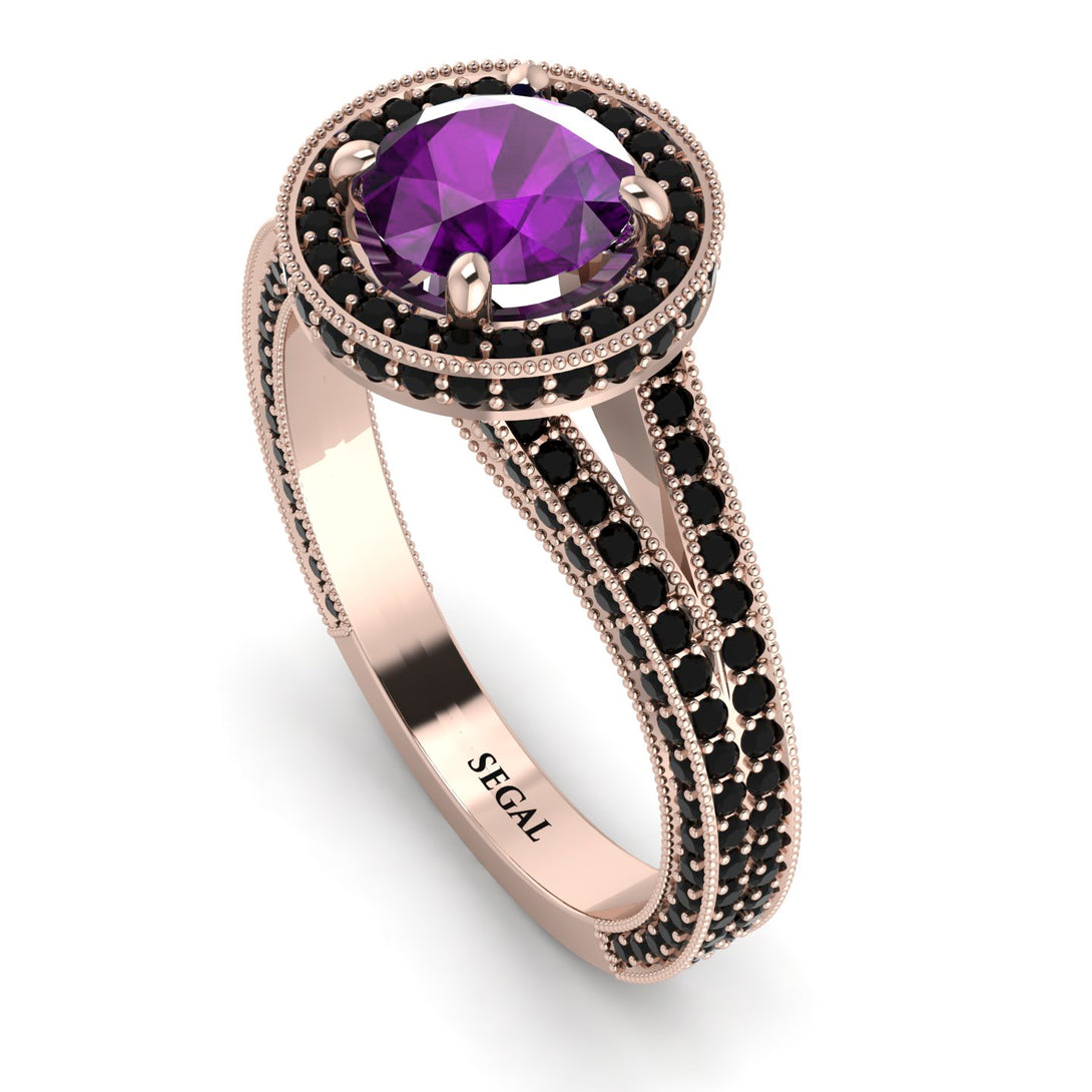 Milgrain Round Amethyst Engagement Ring - Payton No. 308