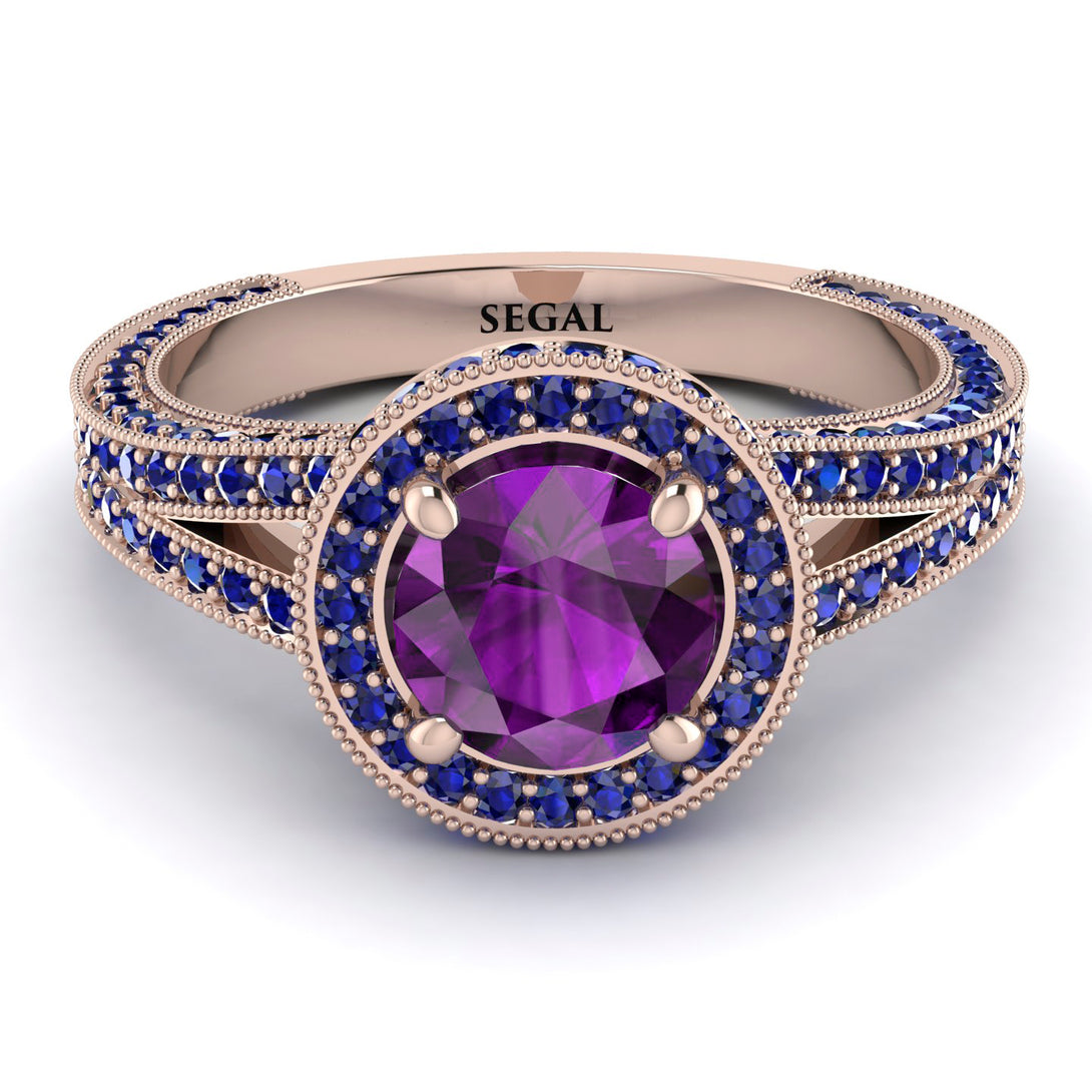 Milgrain Round Amethyst Engagement Ring - Payton No. 314