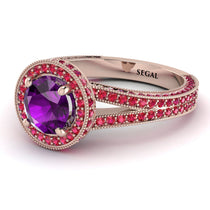 Milgrain Round Amethyst Engagement Ring - Payton No. 311 image 1