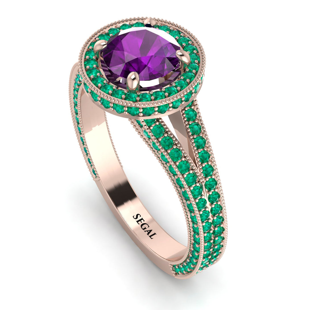 Milgrain Round Amethyst Engagement Ring - Payton No. 305