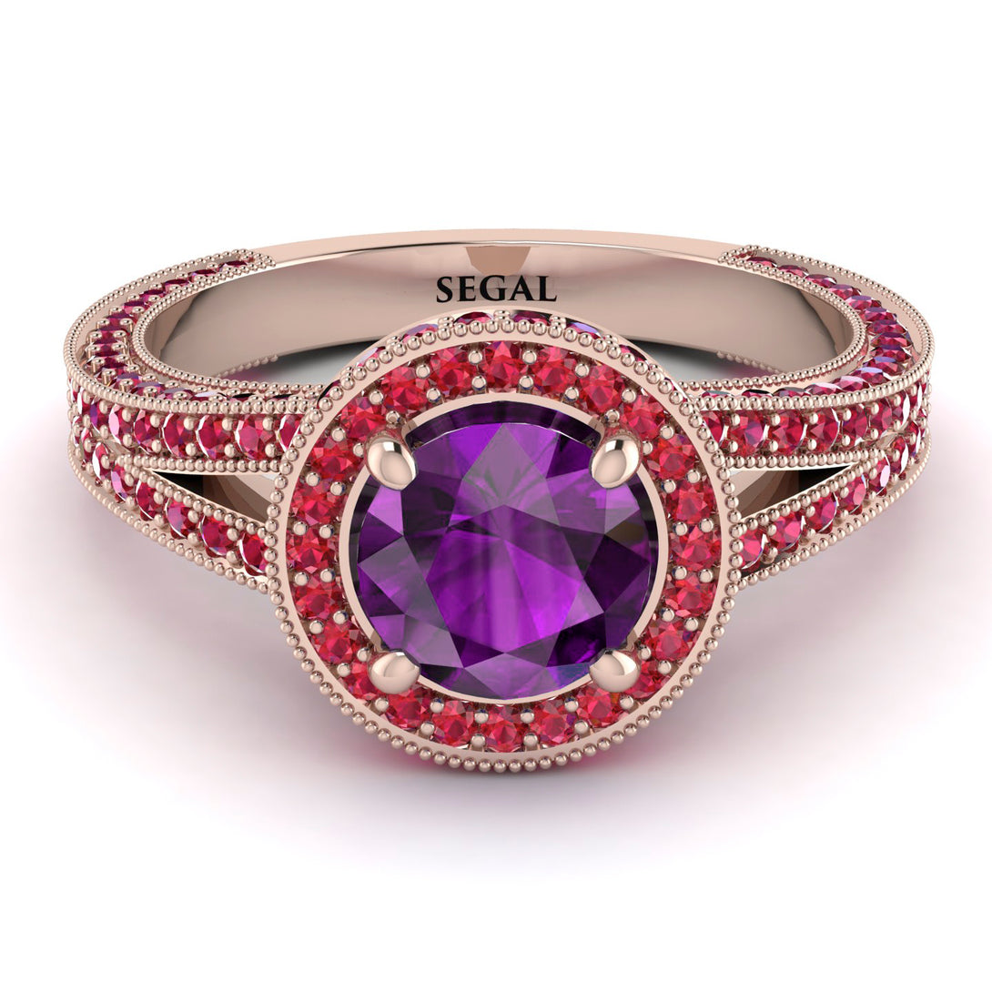 Milgrain Round Amethyst Engagement Ring - Payton No. 311