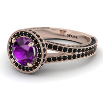 Milgrain Round Amethyst Engagement Ring - Payton No. 308 image 1