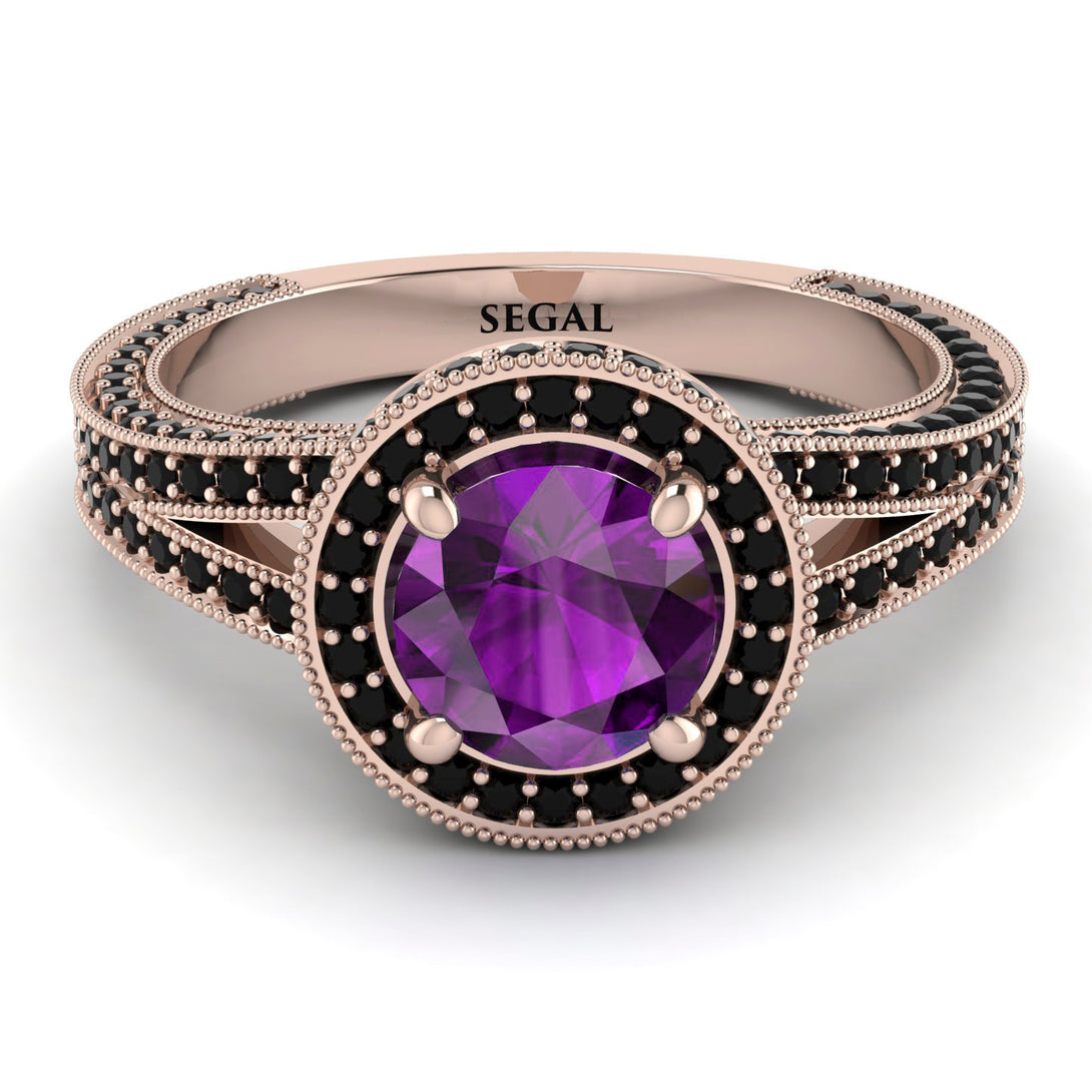Milgrain Round Amethyst Engagement Ring - Payton No. 308