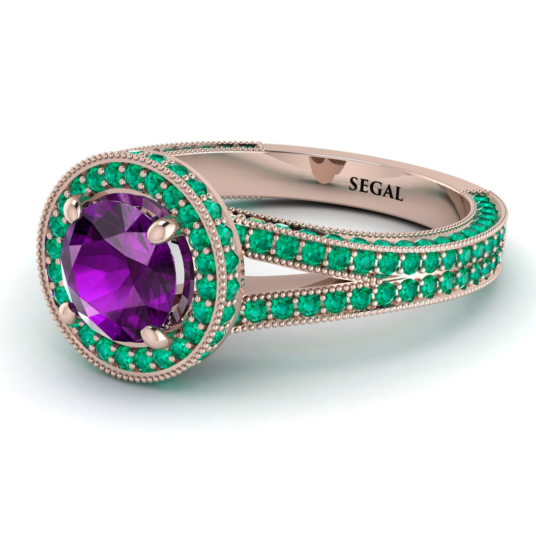Milgrain Round Amethyst Engagement Ring - Payton No. 305