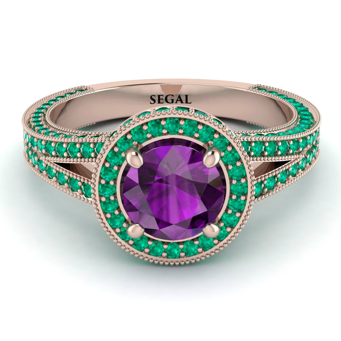 Milgrain Round Amethyst Engagement Ring - Payton No. 305