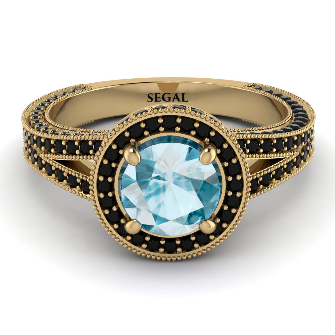 Milgrain Round Aquamarine Engagement Ring - Payton No. 407