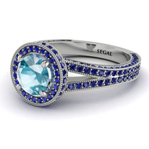 Milgrain Round Aquamarine Engagement Ring - Payton No. 415 image 1