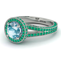 Milgrain Round Aquamarine Engagement Ring - Payton No. 406 image 1