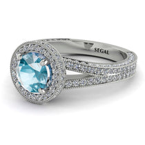 Milgrain Round Aquamarine Engagement Ring - Payton No. 403 image 1