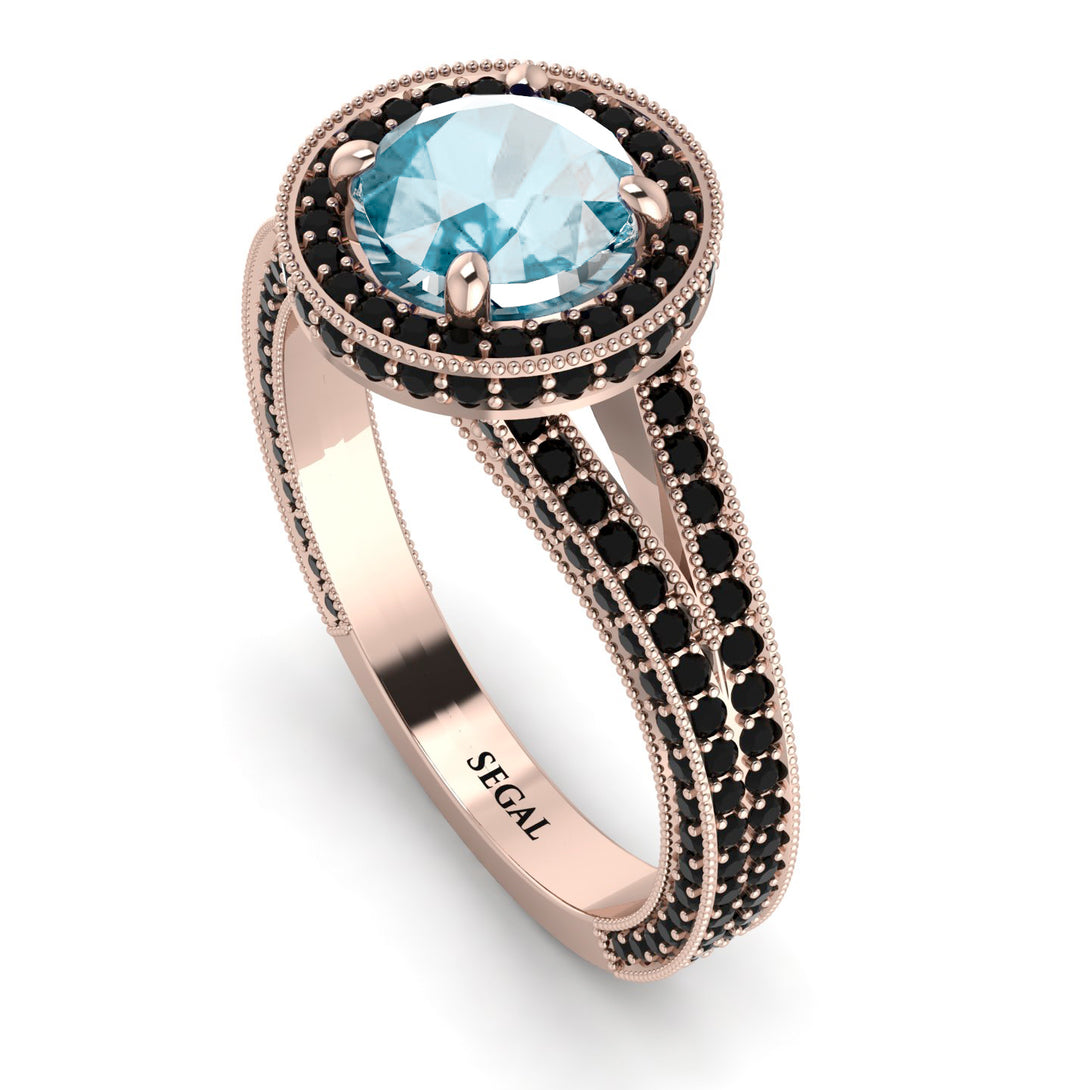 Milgrain Round Aquamarine Engagement Ring - Payton No. 408
