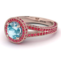 Milgrain Round Aquamarine Engagement Ring - Payton No. 411 image 1