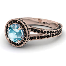 Milgrain Round Aquamarine Engagement Ring - Payton No. 408 image 1