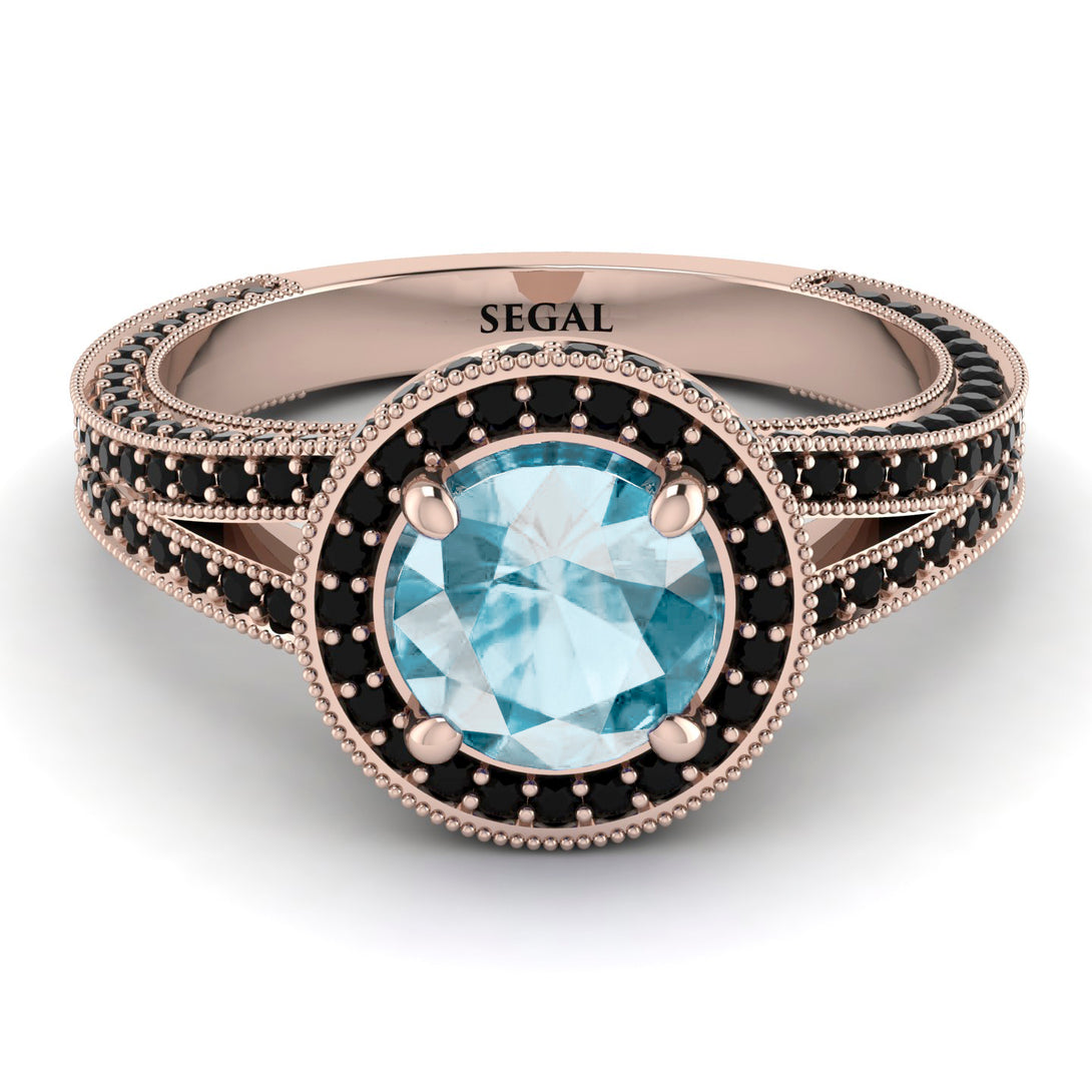 Milgrain Round Aquamarine Engagement Ring - Payton No. 408