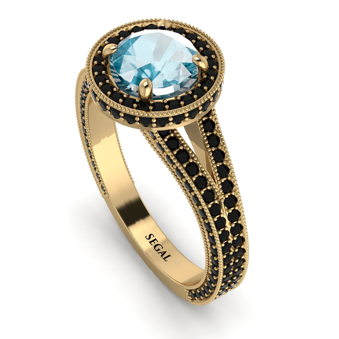 Milgrain Round Aquamarine Engagement Ring - Payton No. 407